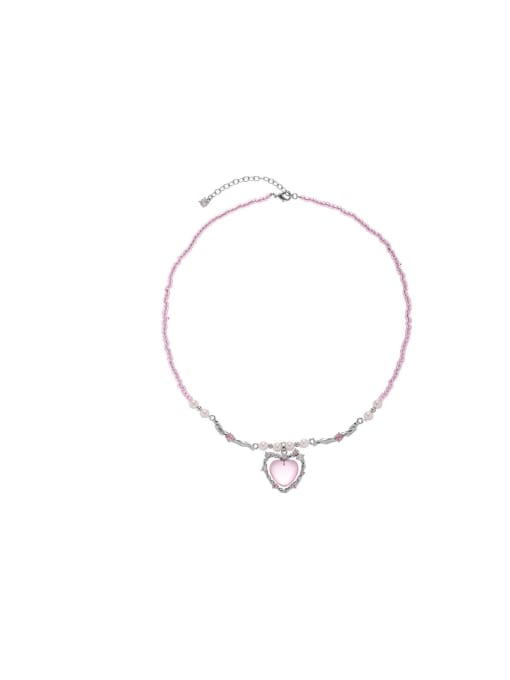 TINGS Brass Resin Pink Heart Trend Necklace 0
