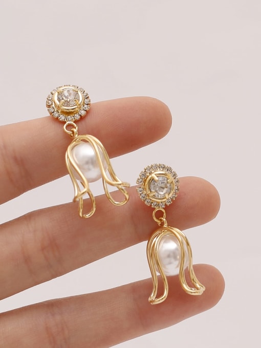 HYACINTH Brass Imitation Pearl Geometric Ethnic Drop Trend Korean Fashion Earring 3