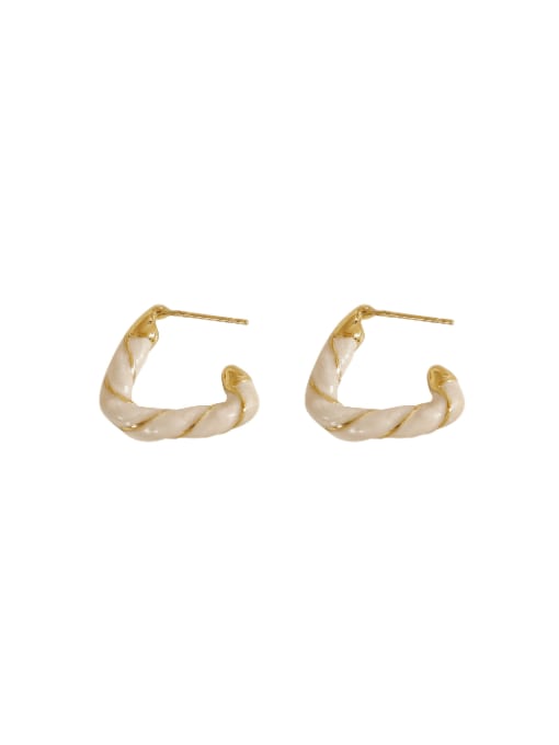 14k gold Brass Enamel Geometric Minimalist Stud Earring