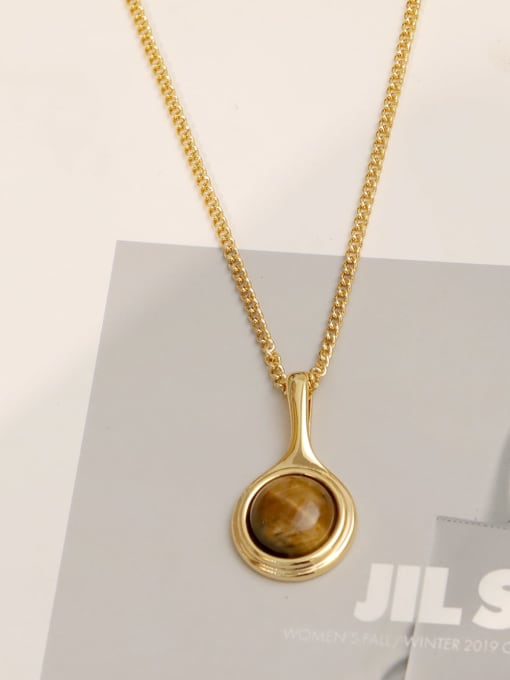 18K Golden Brass Tiger Eye Geometric Minimalist Necklace