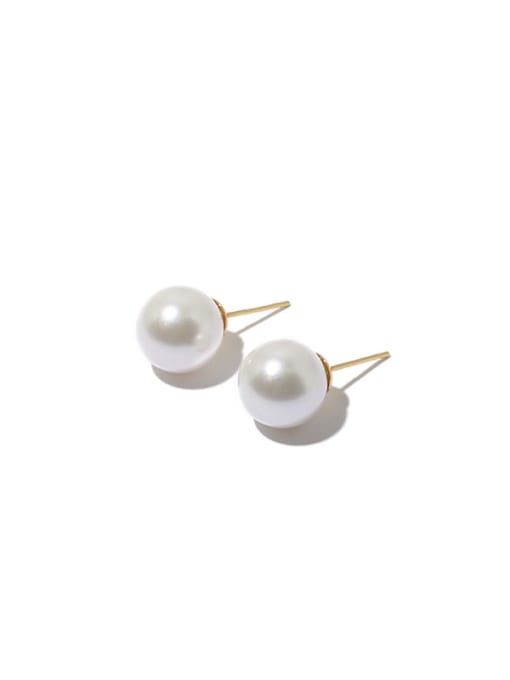 ACCA Brass Imitation Pearl Round Minimalist Stud Earring