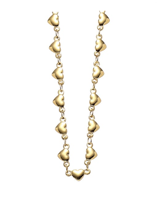 Love Chain Brass Cubic Zirconia Heart Vintage Necklace