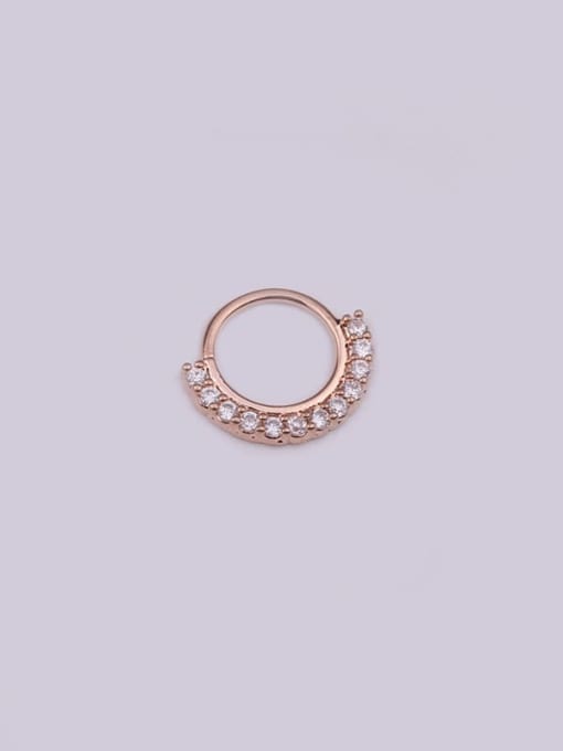 7#Rose Gold Brass with Cubic Zirconia White Round Minimalist Stud Earring
