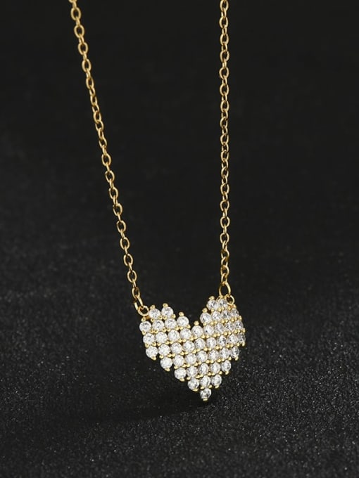 YOUH Brass Cubic Zirconia Heart Minimalist Necklace 1