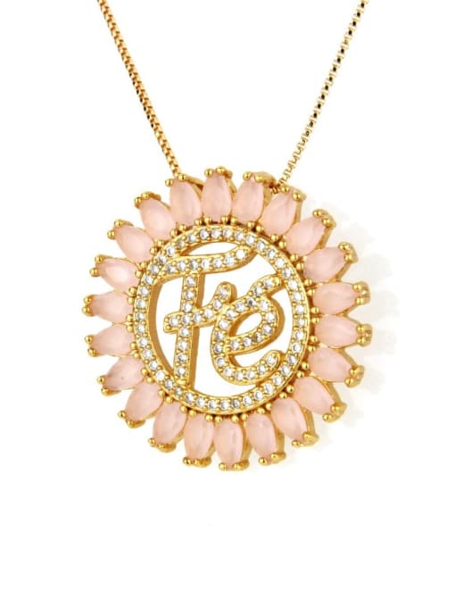 Pink Brass Resin Letter Vintage Necklace