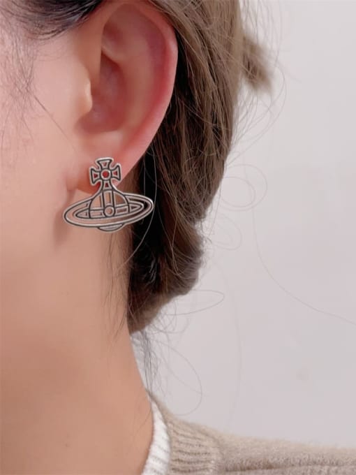 ZRUI Brass Planet Trend Drop Earring 1