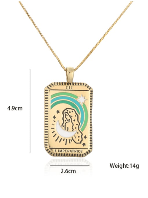 AOG Brass Enamel  Vintage Geometric Pendant Necklace 3