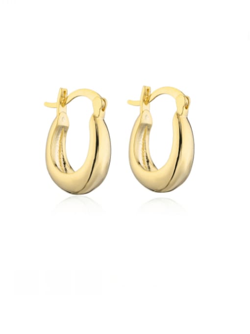 41467 Brass Smooth  Geometric Minimalist Huggie Earring