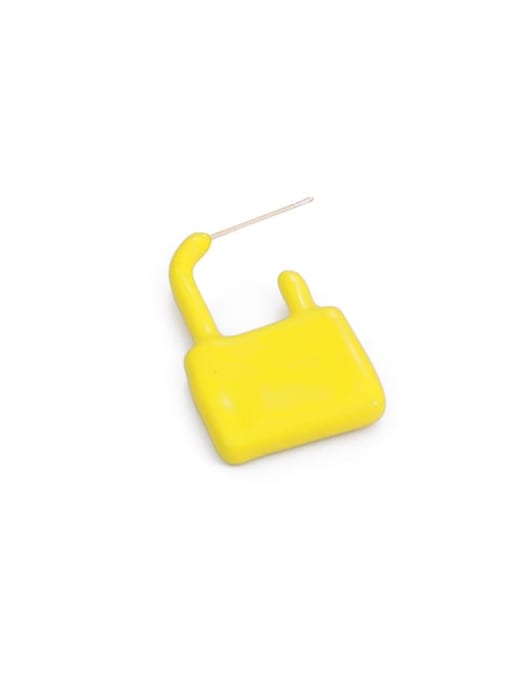 Yellow single Brass Multi Color Enamel Locket Hip Hop Huggie Earring