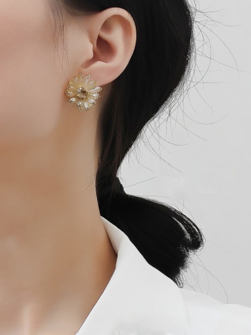 HYACINTH Copper imitation  Crystal Flower Dainty Stud Trend Korean Fashion Earring 1