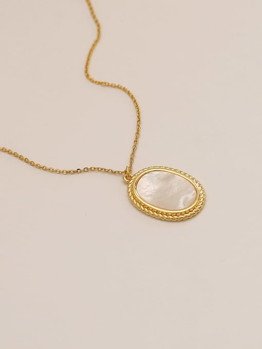 14k Gold Brass Shell Geometric Minimalist Pendant Trend Korean Fashion Necklace