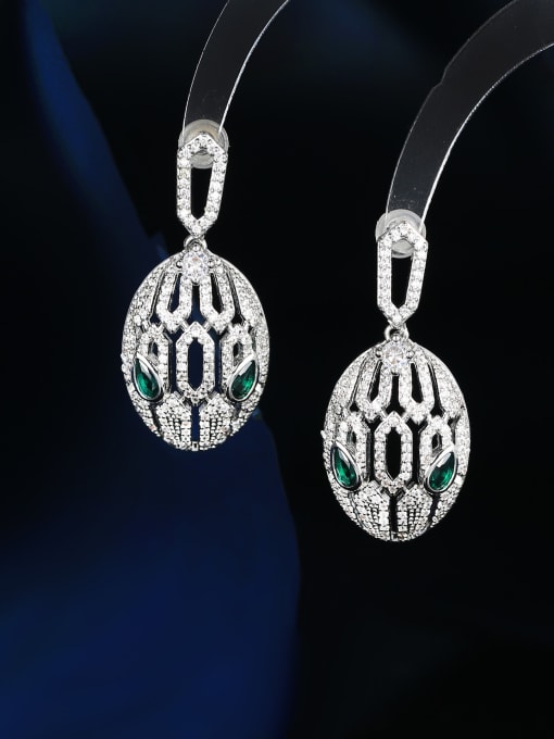 platinum Brass Cubic Zirconia Snake Luxury Cluster Earring