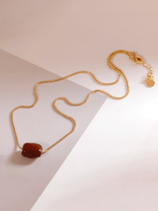 16K gold+red Brass Enamel Geometric Minimalist Necklace