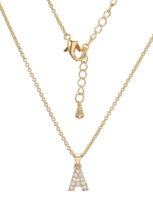 COLSW Brass Glass Stone Letter Minimalist Necklace 3