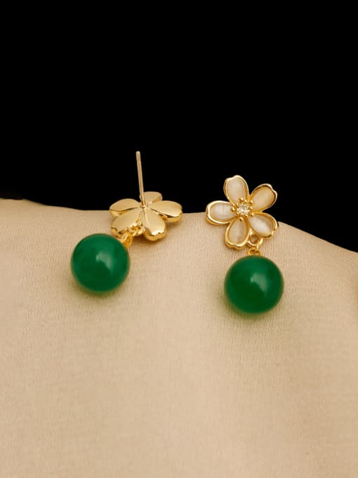 HYACINTH Brass Imitation Pearl Flower Minimalist Drop Earring 1