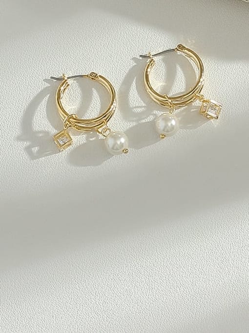 14k gold Brass Cubic Zirconia Round Vintage Huggie Trend Korean Fashion Earring