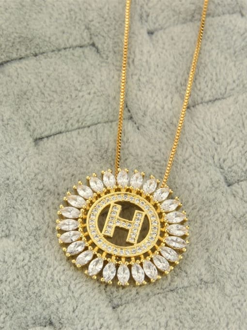 renchi Brass Cubic Zirconia  26 Letter Vintage    Pendant Necklace 2