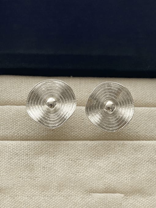 Silver round Brass Geometric Minimalist Stud Earring