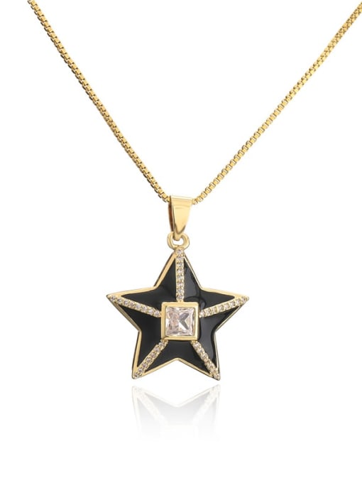 AOG Brass Rhinestone Enamel Star Ethnic Five-pointed star Pedant Necklace 4