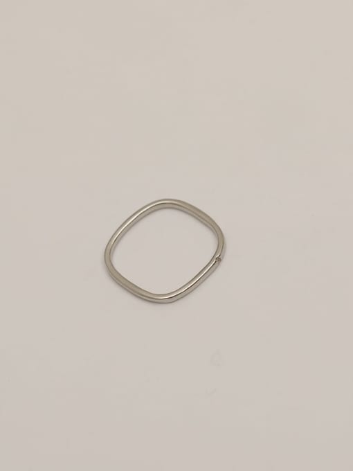 White K Brass Rhinestone Geometric Minimalist Band Fashion Ring