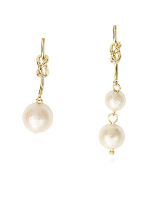 HYACINTH Copper image pearl asymmetric Vintage Long Drop Trend Korean Fashion Earring 0