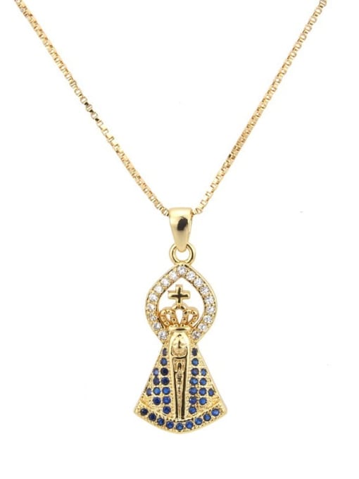 renchi Brass Cubic Zirconia Religious Ethnic Necklace