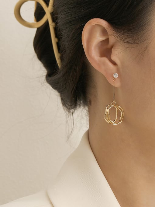 HYACINTH Brass Hollow Geometric Minimalist Drop Trend Korean Fashion Earring 1