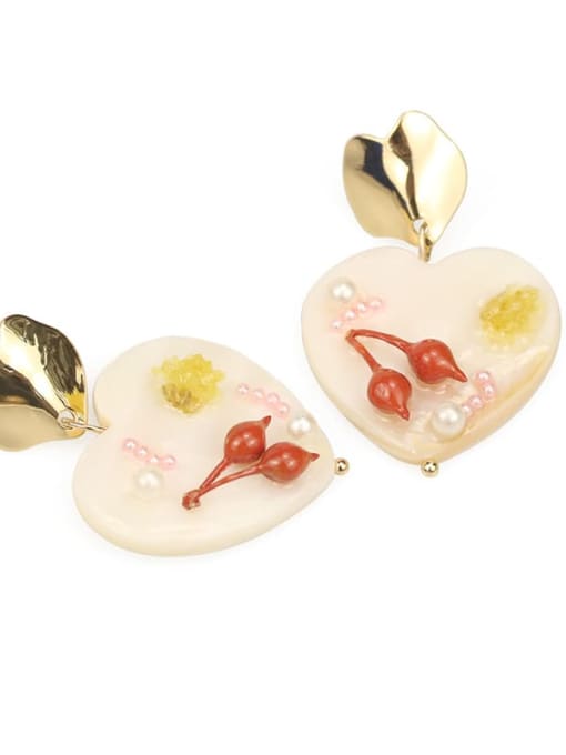 Five Color Alloy Acrylic Heart Cute Drop Earring 2