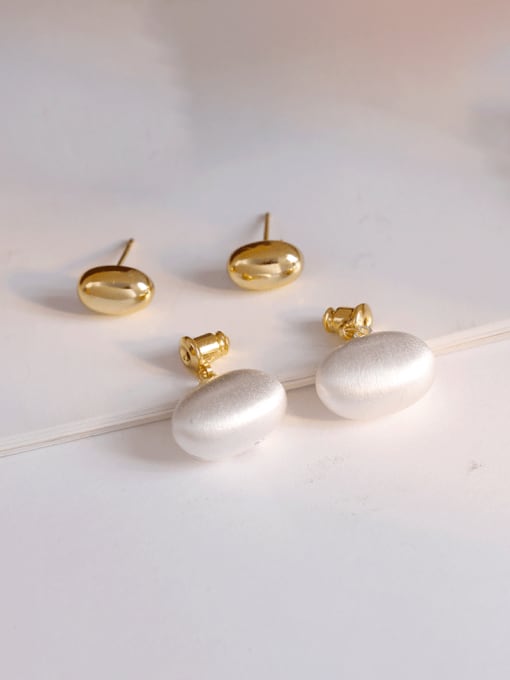HYACINTH Brass Freshwater Pearl Geometric Minimalist Drop Earring 3