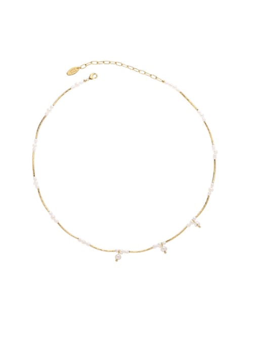True Pearl Necklace Brass Imitation Pearl Irregular Minimalist Beaded Necklace