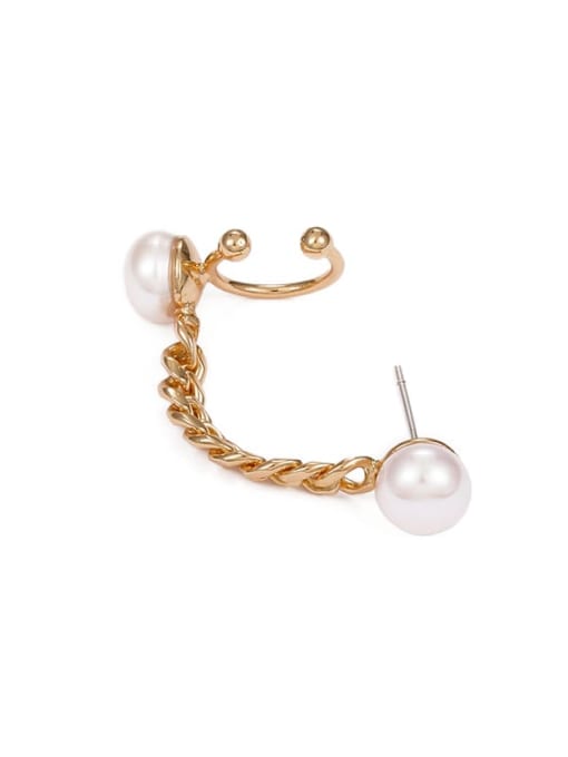 Five Color Brass Imitation Pearl Geometric Vintage Single Earring (Only one)