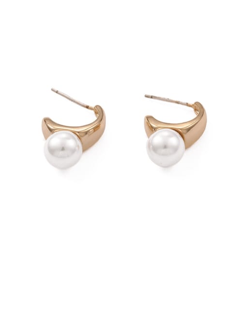 (for pre-sale) Brass Freshwater Pearl Geometric Vintage Stud Earring