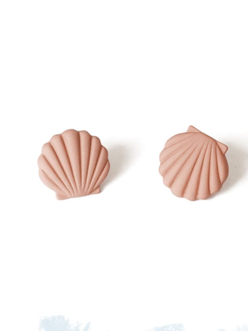 Pink Alloy Enamel Geometric Shell Cute Stud Earring