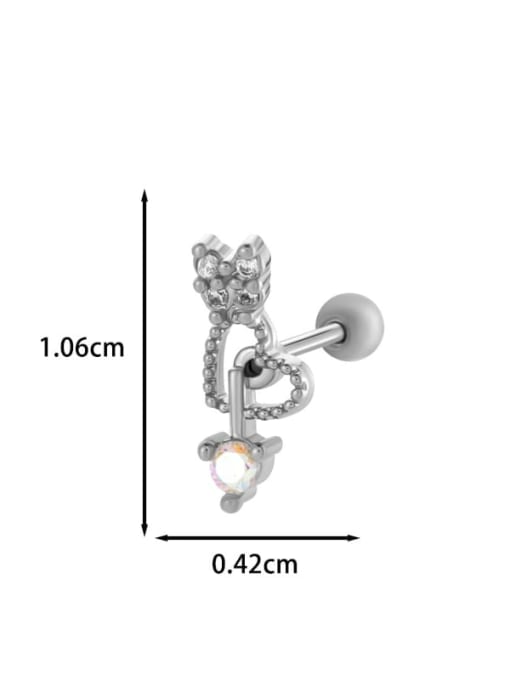 6   Steel Stainless steel Cubic Zirconia Heart Trend Single Earring