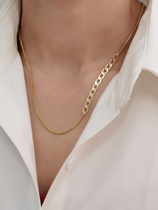 HYACINTH Brass Geometric Vintage Hollow Chain Necklace 2