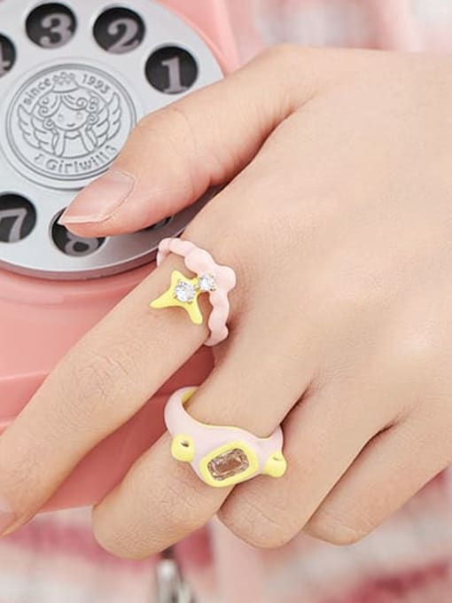Five Color Brass Enamel Star Cute Band Ring 1