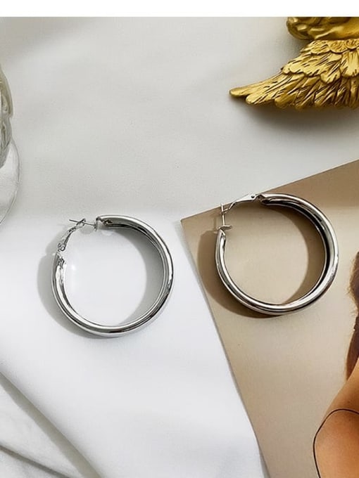 White K 5.0 Copper  Minimalist  Smooth Round Stud Trend Korean Fashion Earring