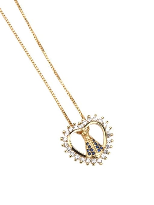 renchi Brass Cubic Zirconia Hollow  Heart Dainty Necklace 3
