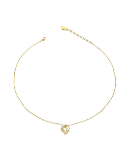 ACCA Brass Cubic Zirconia Heart Minimalist Necklace 0