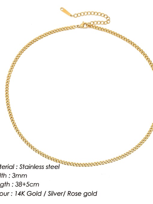 Gold 3mm 38 +5cm Stainless steel Geometric Vintage Hollow  Geometric  Chain Necklace