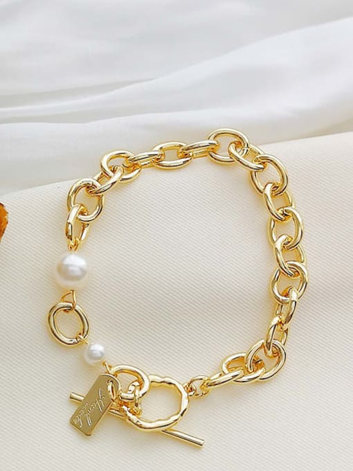 HYACINTH Copper Imitation Pearl Geometric chain  Dainty  Bracelet