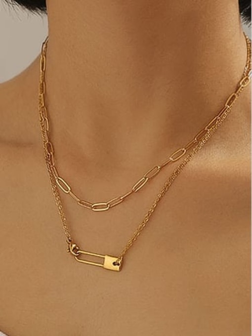 ACCA Brass Holllow  Geometric  Chain Vintage Necklace 1