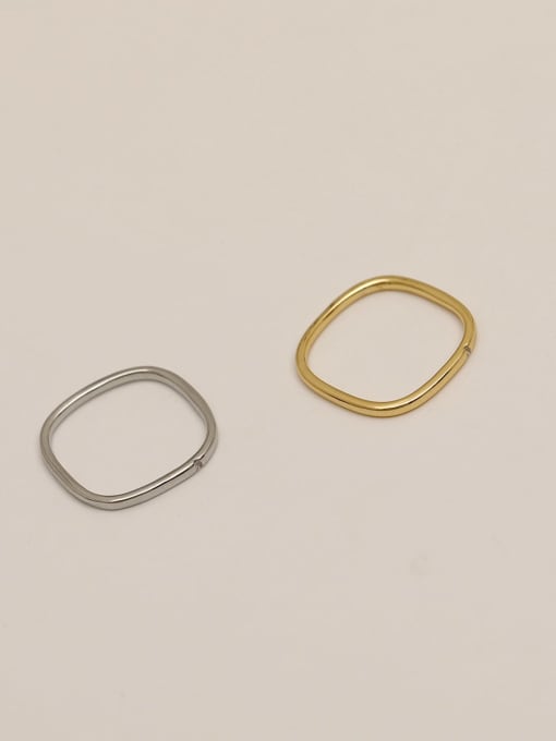 HYACINTH Brass Rhinestone Geometric Minimalist Band Fashion Ring 1