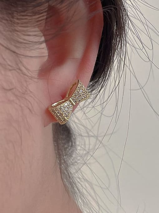ZRUI Brass Cubic Zirconia Bowknot Minimalist Stud Earring 1