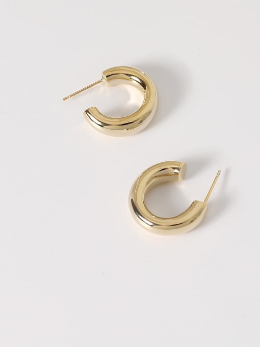 HYACINTH Brass Smooth Geometric Minimalist Hoop Trend Korean Fashion Earring 3