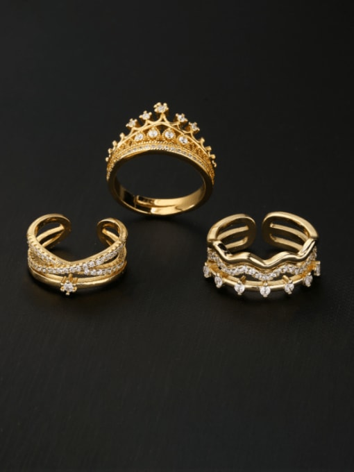 AOG Brass Cubic Zirconia Irregular Vintage Stackable Ring