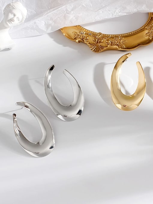 HYACINTH Copper   Simple glossy irregular Trend Korean Fashion Earrings Stud Trend Korean Fashion Earring 1