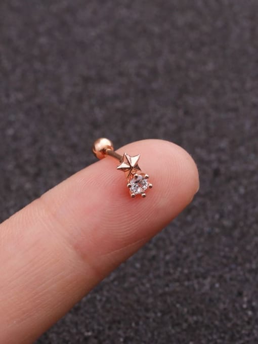 rose gold（Single） Brass Cubic Zirconia Star Minimalist Single Earring