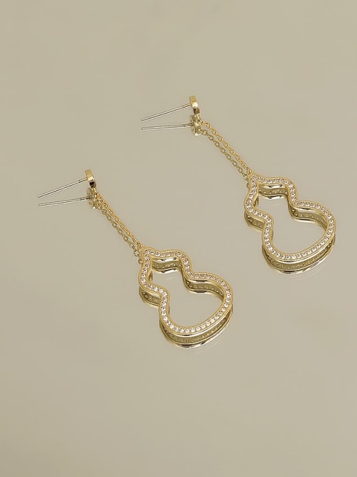 golden Brass Rhinestone Irregular Minimalist Drop Trend Korean Fashion Earring