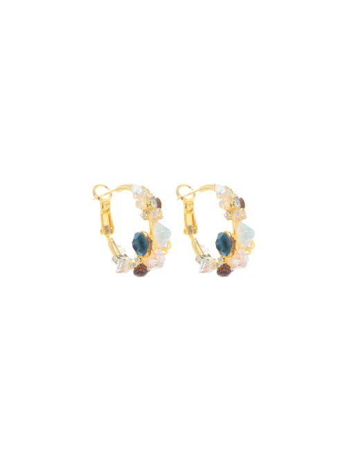 YOUH Brass Crystal Flower Dainty Stud Earring 0